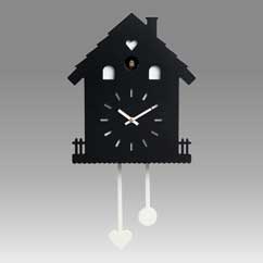 Contemporary cuckoo clock Art.heidi 2598 lacquered with acrilic color Black and white pendulum